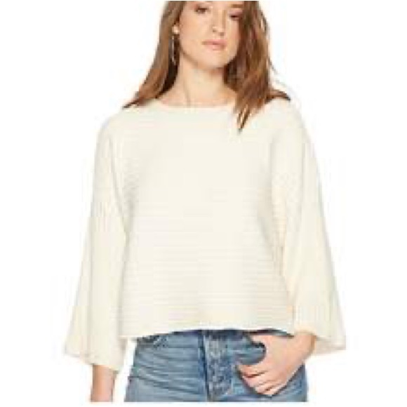 Jack by BB Dakota Women's Claudel Rib Stitch Wide Sleeve Boho Cream Sweater M - Picture 2 of 10